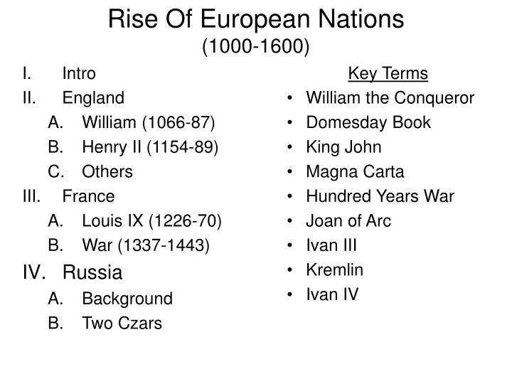 rise of european nations 1000 1600