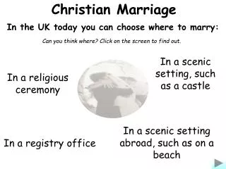 In the UK today you can choose where to marry: