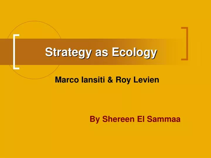 strategy as ecology