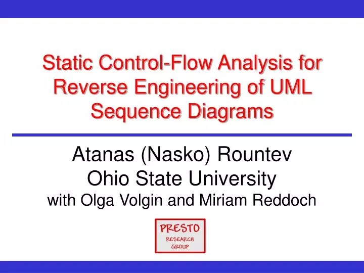 static control flow analysis for reverse engineering of uml sequence diagrams