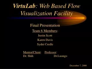 VirtuLab : Web Based Flow Visualization Facility