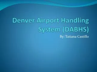 Denver Airport Handling System (DABHS)