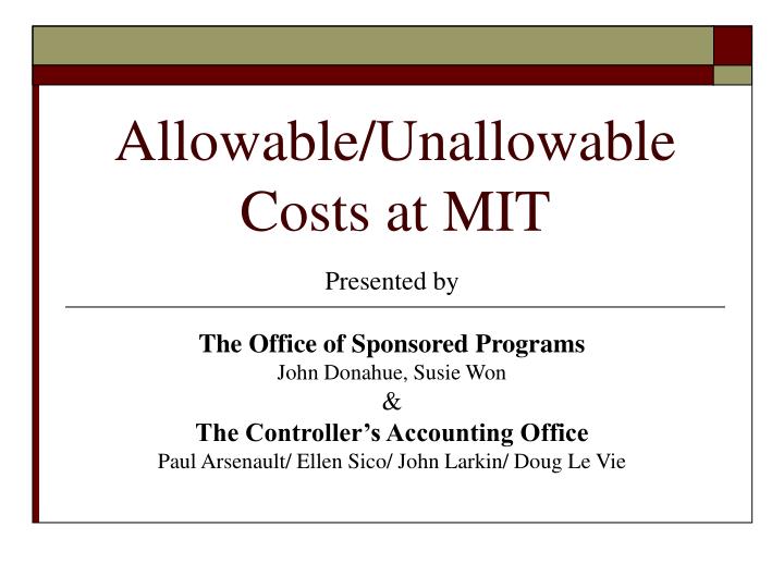allowable unallowable costs at mit