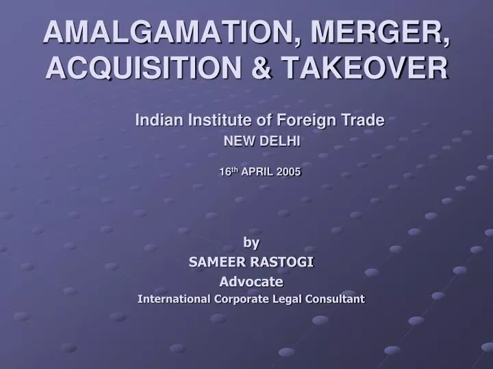 amalgamation merger acquisition takeover