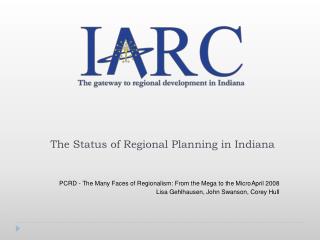 The Status of Regional Planning in Indiana