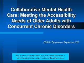Collaborative Mental Health Care: Meeting the Accessibility Needs of Older Adults with Concurrent Chronic Disorders