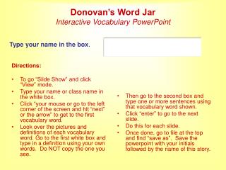 donovan s word jar interactive vocabulary powerpoint