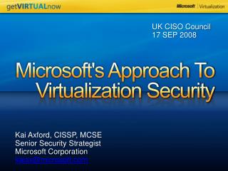 Microsoft's Approach To Virtualization Security
