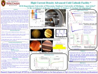 High Current Density Advanced Cold Cathode Facility * ECE Department, University of Wisconsin, Madison a ; University o