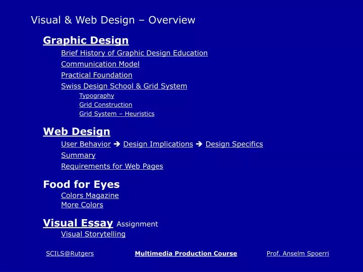 visual web design overview
