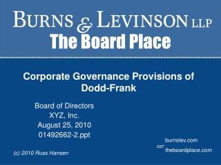 Corporate Governance Provisions of Dodd-Frank