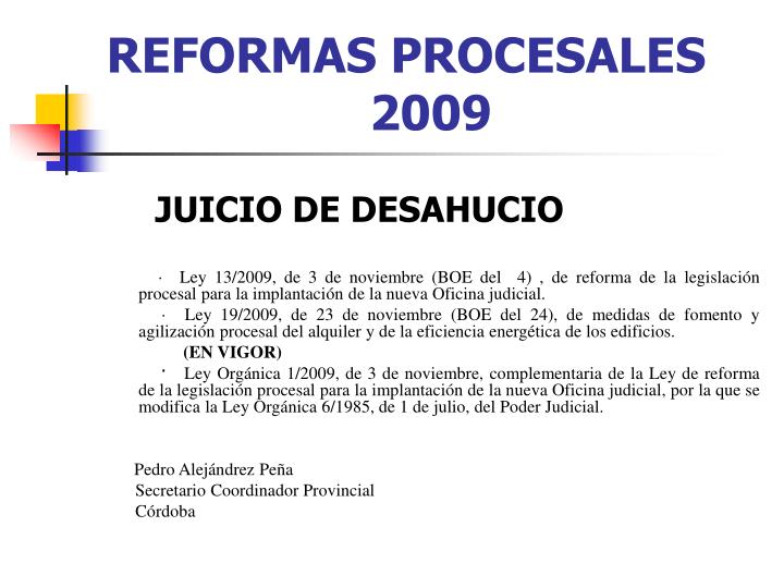 reformas procesales 2009
