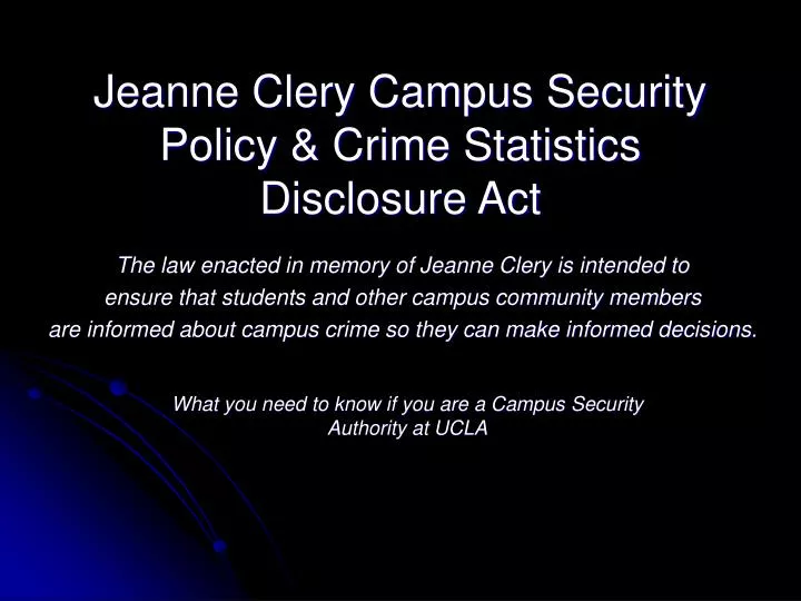 jeanne clery campus security policy crime statistics disclosure act