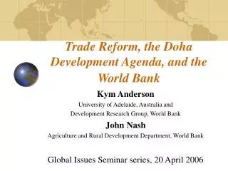 Trade Reform, the Doha Development Agenda, and the World Bank