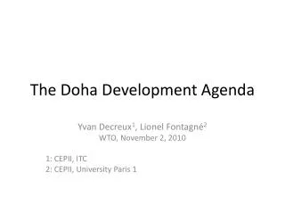 The Doha Development Agenda