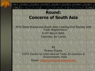 Services Negotiations in Doha Round: Concerns of South Asia