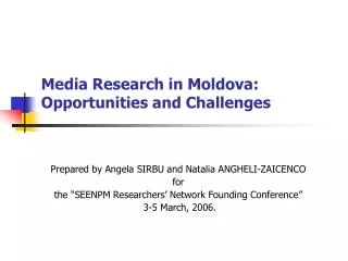 Media Research in Moldova: Opportunities and Challenges