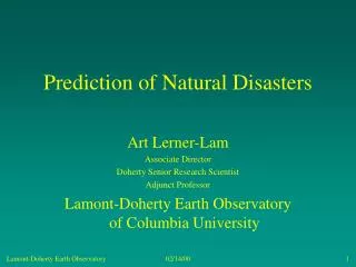 Prediction of Natural Disasters
