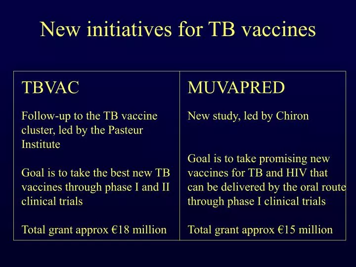 new initiatives for tb vaccines