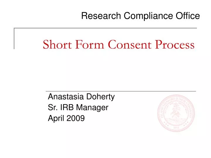 short form consent process