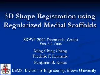 3D Shape Registration using Regularized Medial Scaffolds