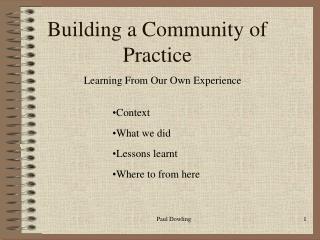 Building a Community of Practice