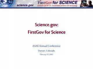 Science.gov: FirstGov for Science