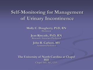 Self-Monitoring for Management of Urinary Incontinence