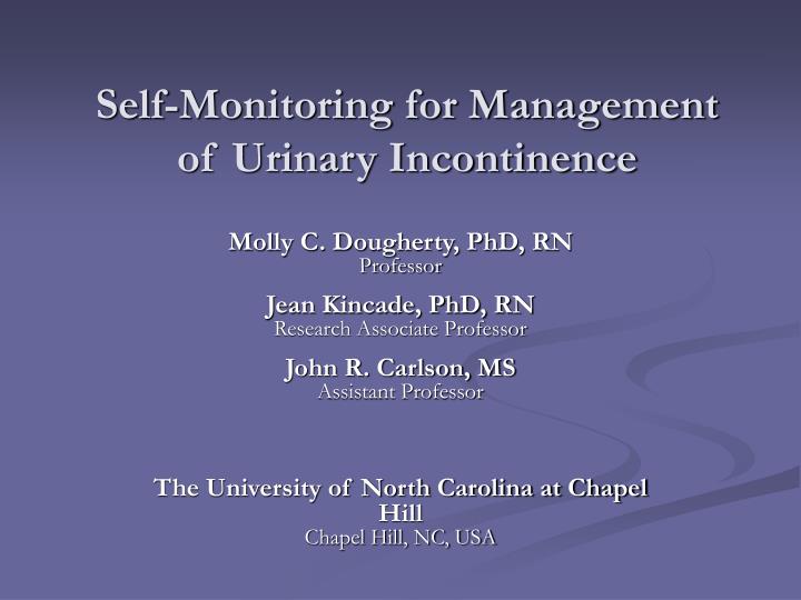 self monitoring for management of urinary incontinence