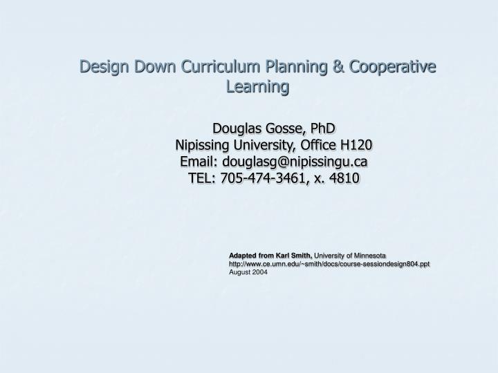 design down curriculum planning cooperative learning