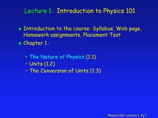 PPT - Physics 114A - Mechanics Lecture 1 Walker: Ch. 1 Introduction To ...