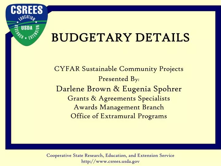 budgetary details
