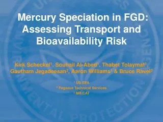 Mercury Speciation in FGD: Assessing Transport and Bioavailability Risk