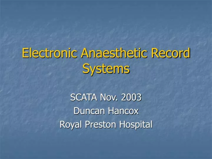 electronic anaesthetic record systems