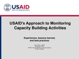 USAID’s Approach to Monitoring Capacity Building Activities