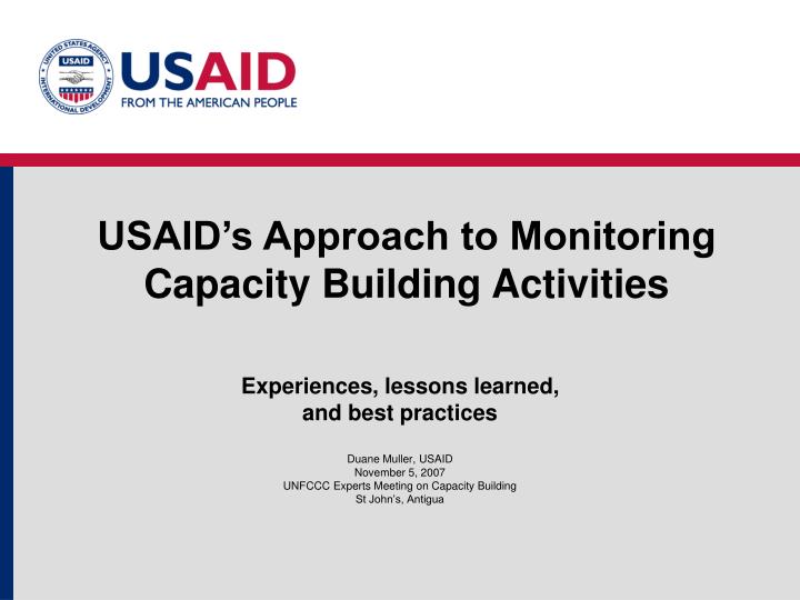 usaid s approach to monitoring capacity building activities