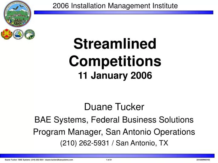 streamlined competitions 11 january 2006
