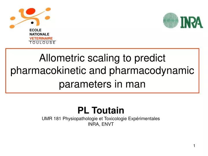 allometric scaling to predict pharmacokinetic and pharmacodynamic parameters in man