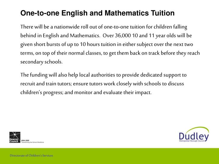 one to one english and mathematics tuition