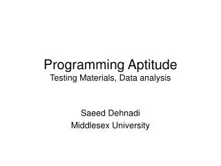 Programming Aptitude Testing Materials, Data analysis