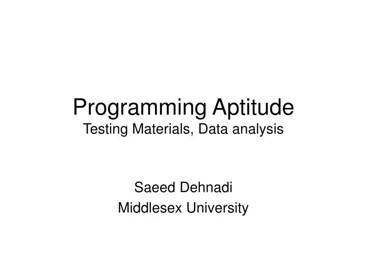 programming aptitude testing materials data analysis