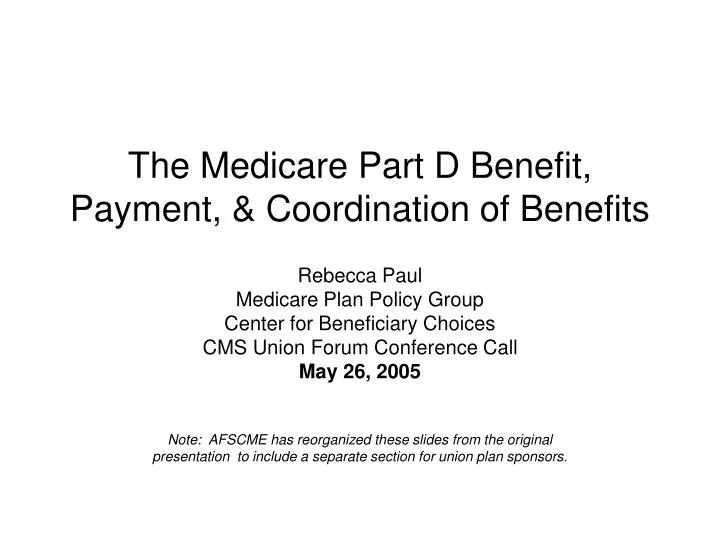 the medicare part d benefit payment coordination of benefits