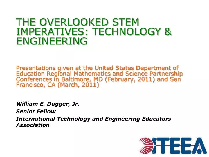 william e dugger jr senior fellow international technology and engineering educators association