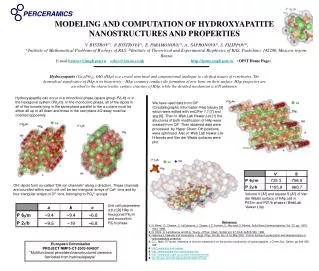 MODELING AND COMPUTATION OF HYDROXYAPATITE NANOSTRUCTURES AND PROPERTIES