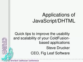 Applications of JavaScript/DHTML