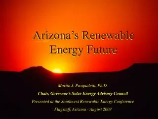 Arizona’s Renewable Energy Future