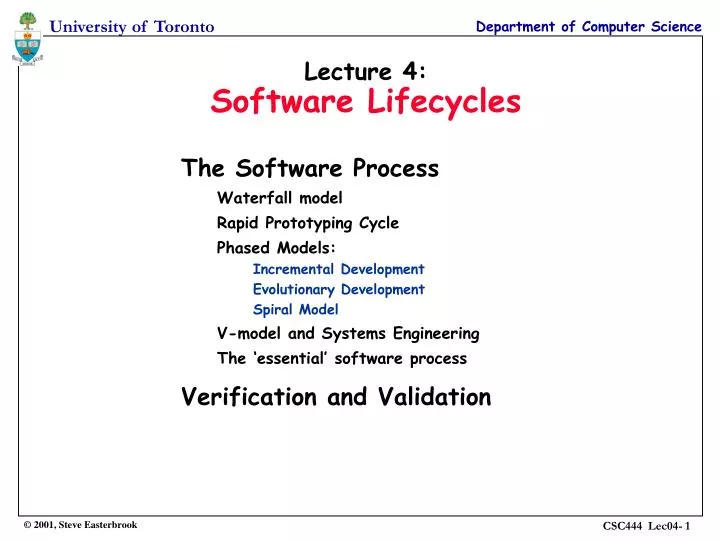lecture 4 software lifecycles