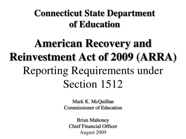 american recovery and reinvestment act of 2009 arra reporting requirements under section 1512