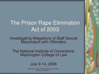 The Prison Rape Elimination Act of 2003