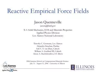 Reactive Empirical Force Fields